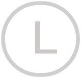 Gray clock icon with an L-shaped hand inside a circle